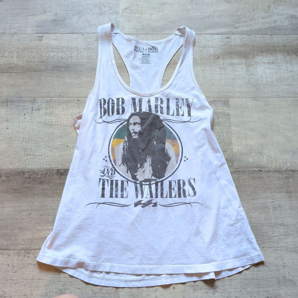 Billabong x Bob Marley Tank Top White Organic Cotton Racerback Women's Size XL